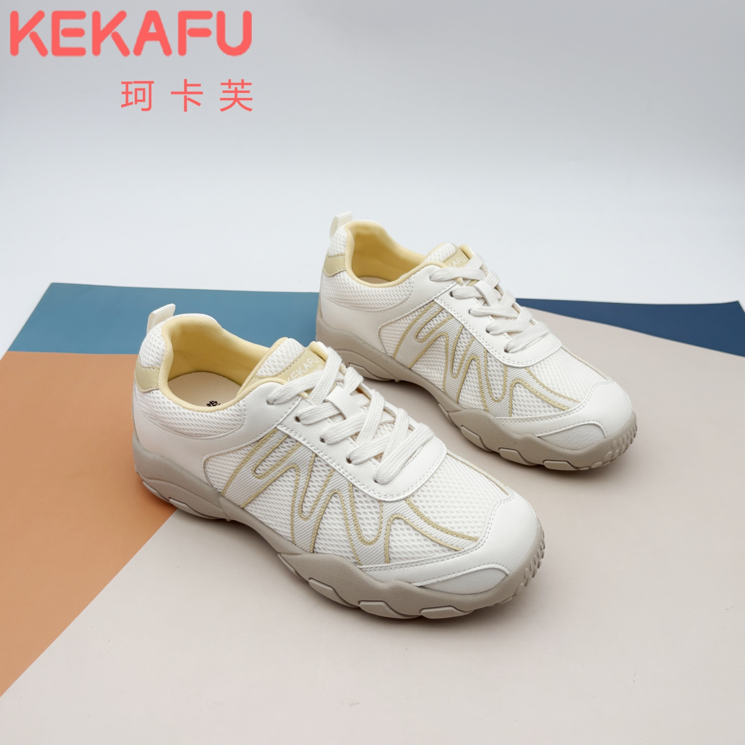 珂卡芙厚底网面德训运动鞋女