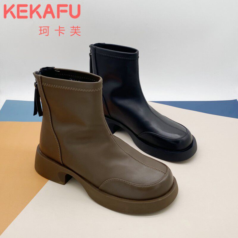 珂卡芙马丁靴女2023秋冬新款靴子女鞋瘦瘦靴今年流行小短靴甜酷靴