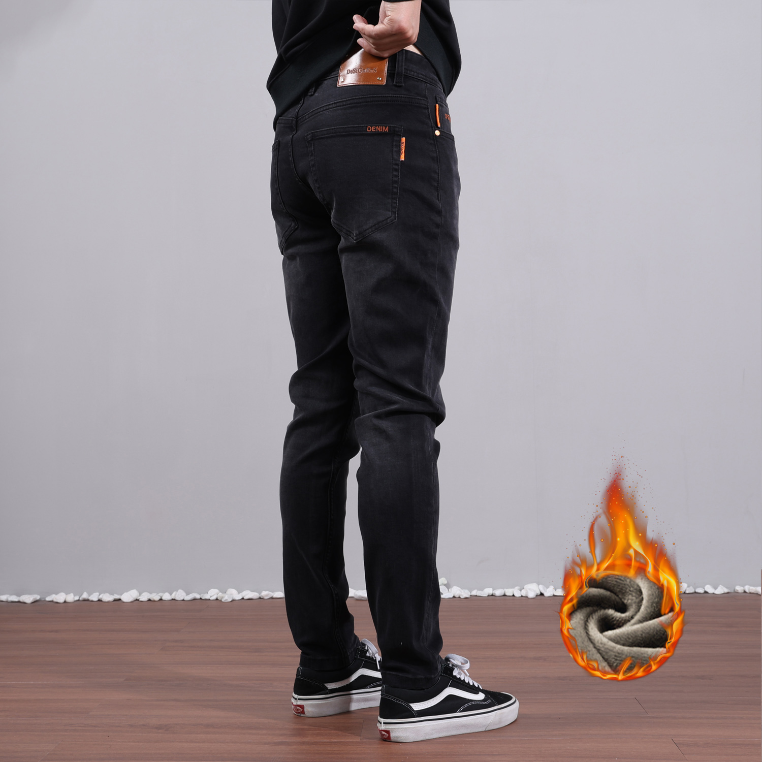 2024秋冬新款黑灰色牛仔裤