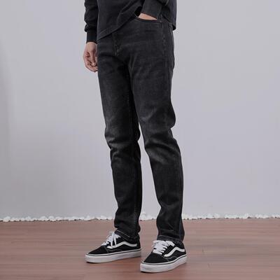 2025秋冬新款黑灰色牛仔裤男款弹力直筒修身水洗百搭青年男士裤子