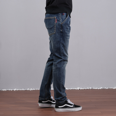 斜插袋高棉大牛港风秋冬新款男士牛仔裤弹力修身直筒直筒显高百搭