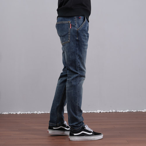 斜插袋高棉大牛港风秋冬新款男士牛仔裤弹力修身直筒直筒显高百搭