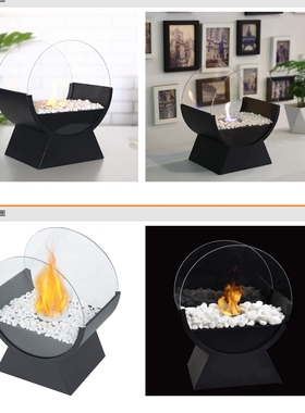简约厂家直销圆弧酒精壁炉火炉便携式火盆取暖壁炉桌面酒精火坑