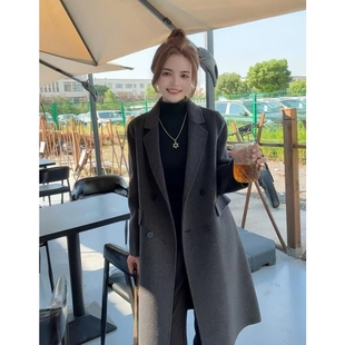 绵羊毛小个子定制双面呢大衣2025秋冬显瘦保暖气质百搭款 毛呢外套