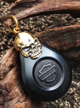 Vulcan正品哈雷摩托车感应钥匙扣伏尔甘个性黄铜骷髅钥匙包925银