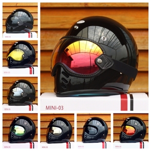 mini moto3内置风镜防风太空盔山车盔Bornfree头盔摩托车外置镜片