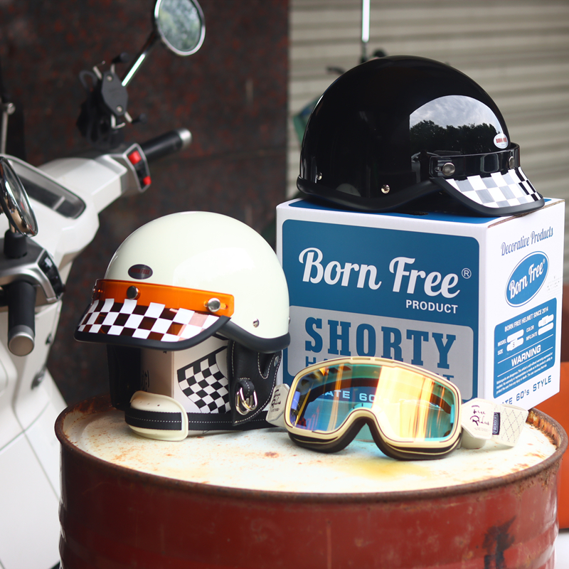 Bornfree 正品日式复古半盔Shorty 60s 小盔体夏季瓢盔男女头盔