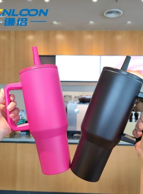 谦侣 不锈钢40oz汽车冰霸杯304吸管保温杯亚马逊大容量1200ml