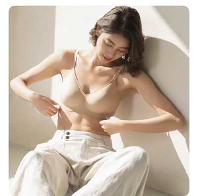 专柜正品固定杯文胸薄款无钢圈一片式夏季裸感透气女运动聚拢内衣