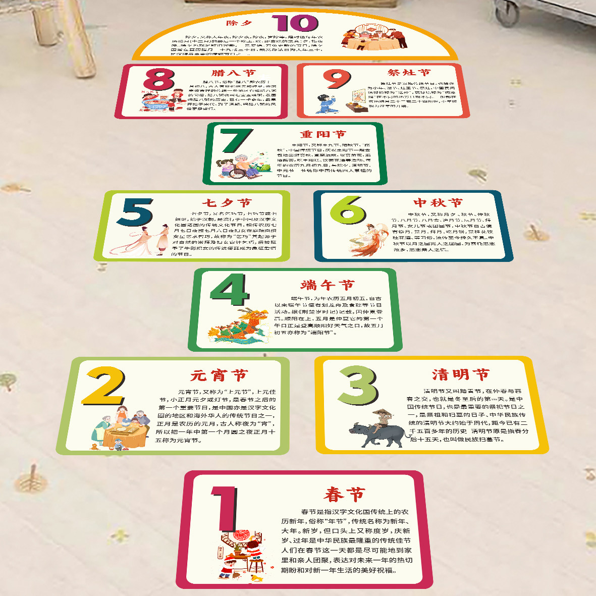 幼儿园跳格子可移除地贴