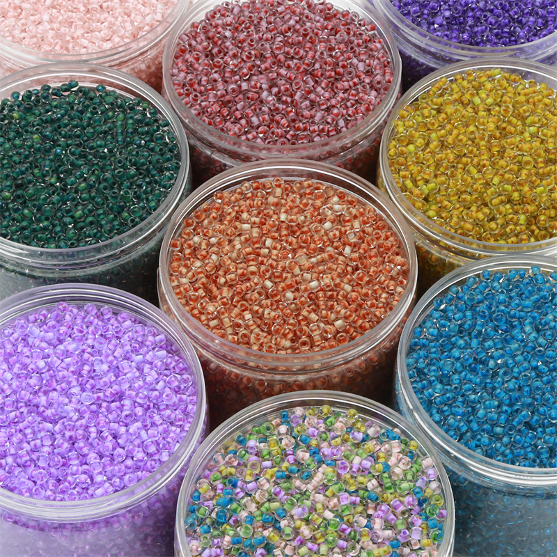 4mm国产超优玻璃米珠国风水墨系列染芯米珠手工diy串珠子手链配件