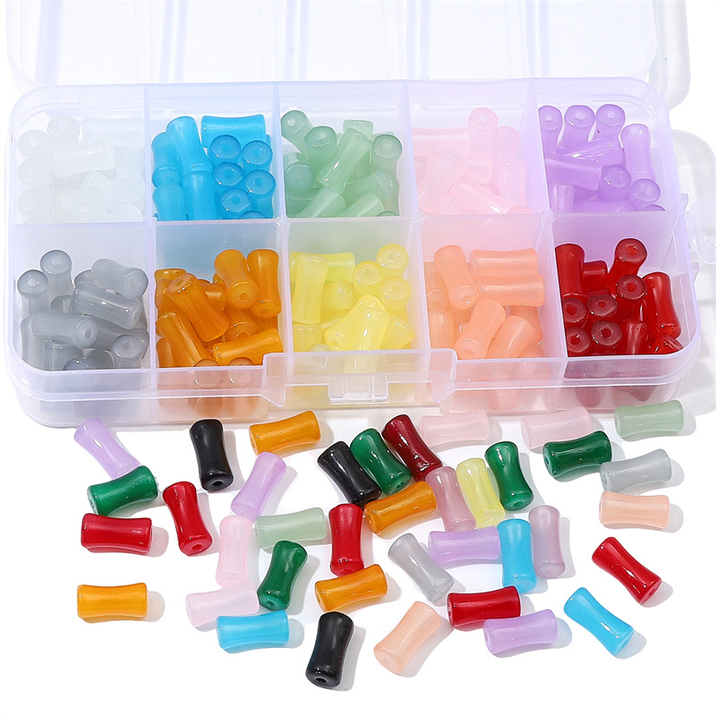 玻璃仿玉直孔竹节珠DIY古风项链手链配件串珠饰品半成品散珠材料