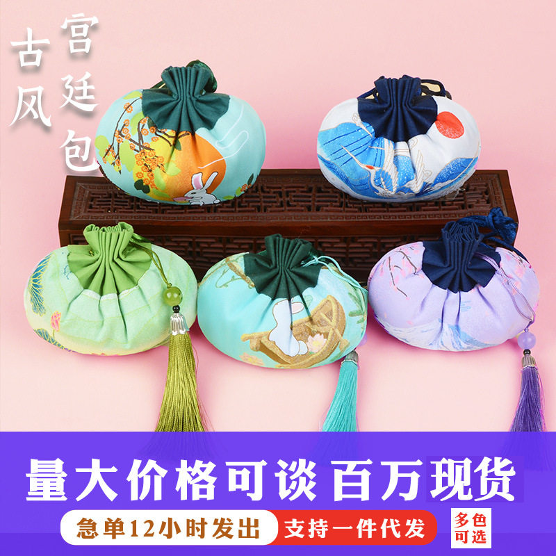 香包成品批发古风汉服配饰祈福袋富士山中秋玉兔流苏束口香包香囊
