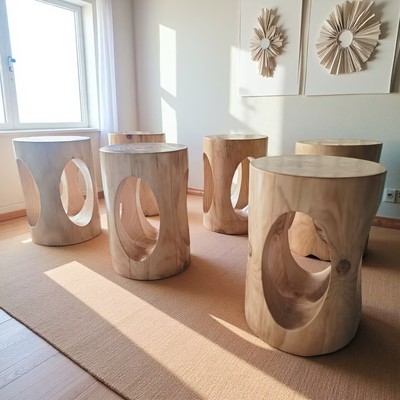 北欧实木墩子日式矮凳边几民宿