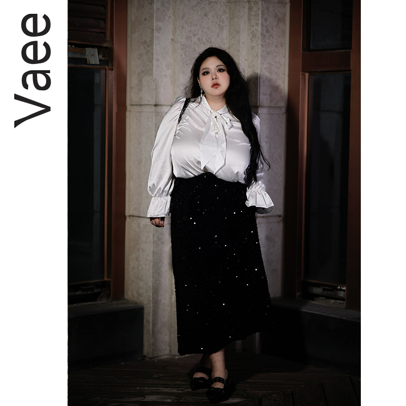 胖mm亮片A字裙2023年冬季