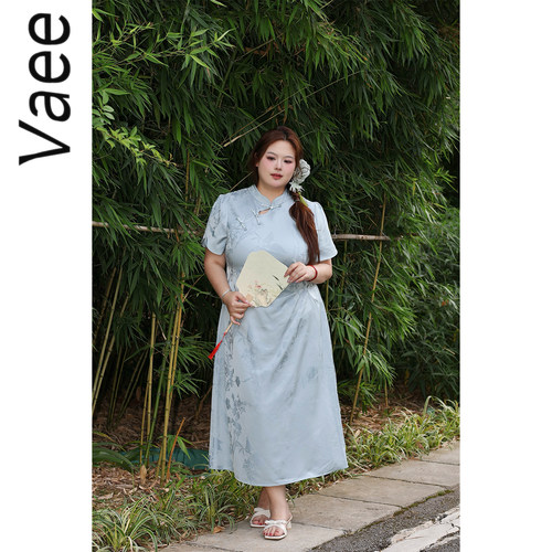 新中式日常旗袍裙植物花卉A字裙