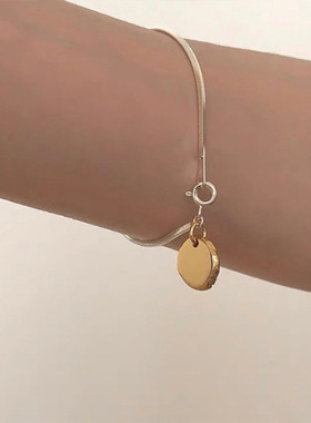 简约拼色圆牌手链女in文艺小众