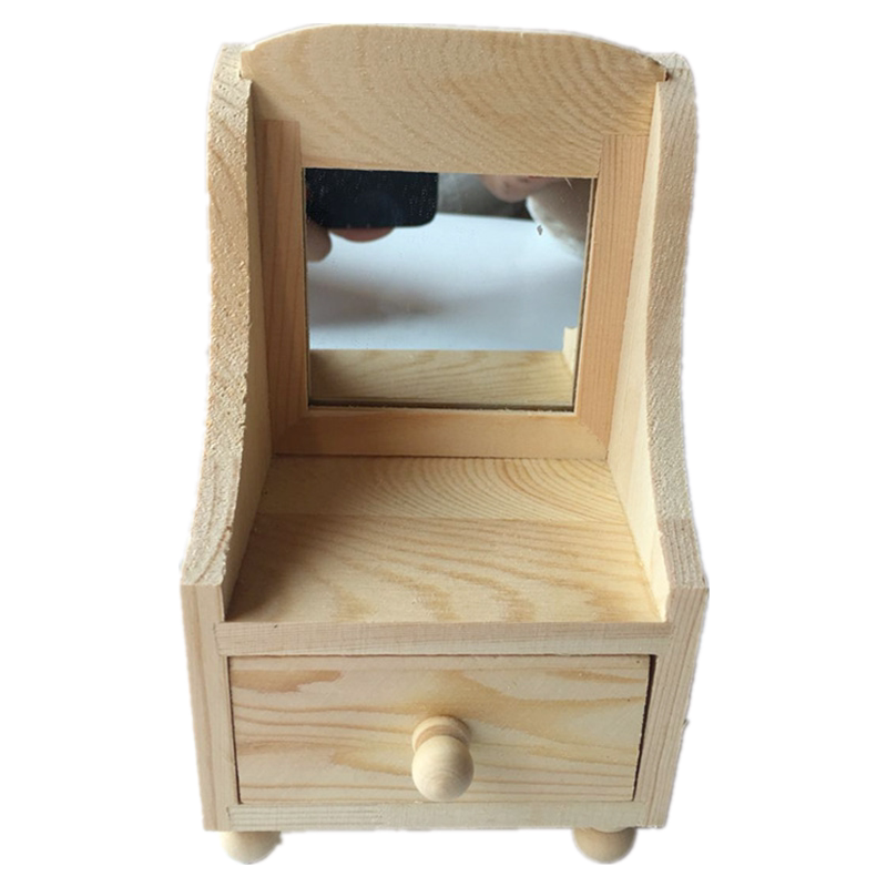 儿童手工创意diy 珍珠泥彩泥实木梳妆台白胚 收纳盒模具 益智玩具