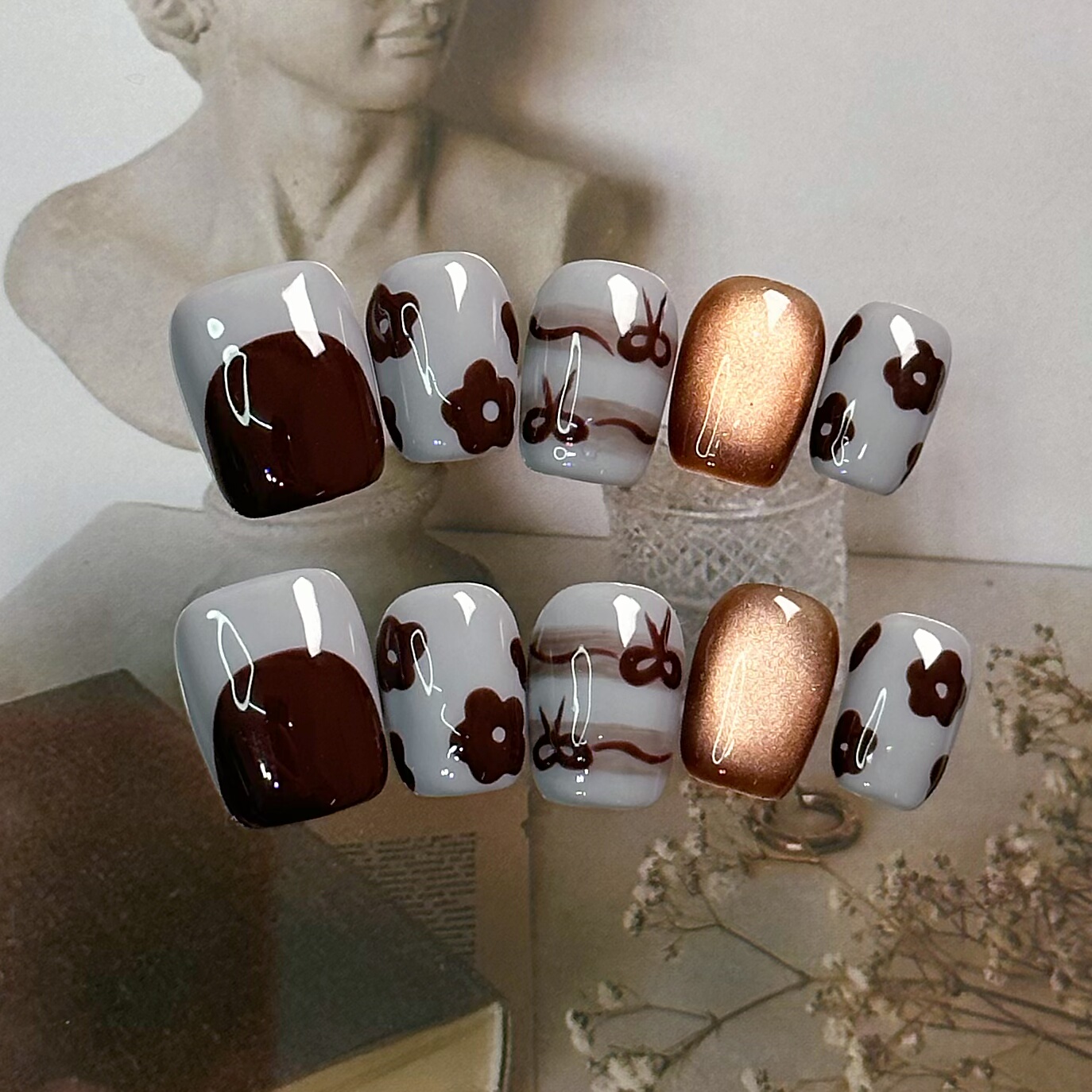 纯手工穿戴甲涩味风彩绘成品美甲小众ins假指甲贴片成品