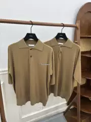 Row Style Tiago Knitted Short Sleeve Polo Cashmere Cotton Khaki Light Brown Old Money Luxury Short Sleeve