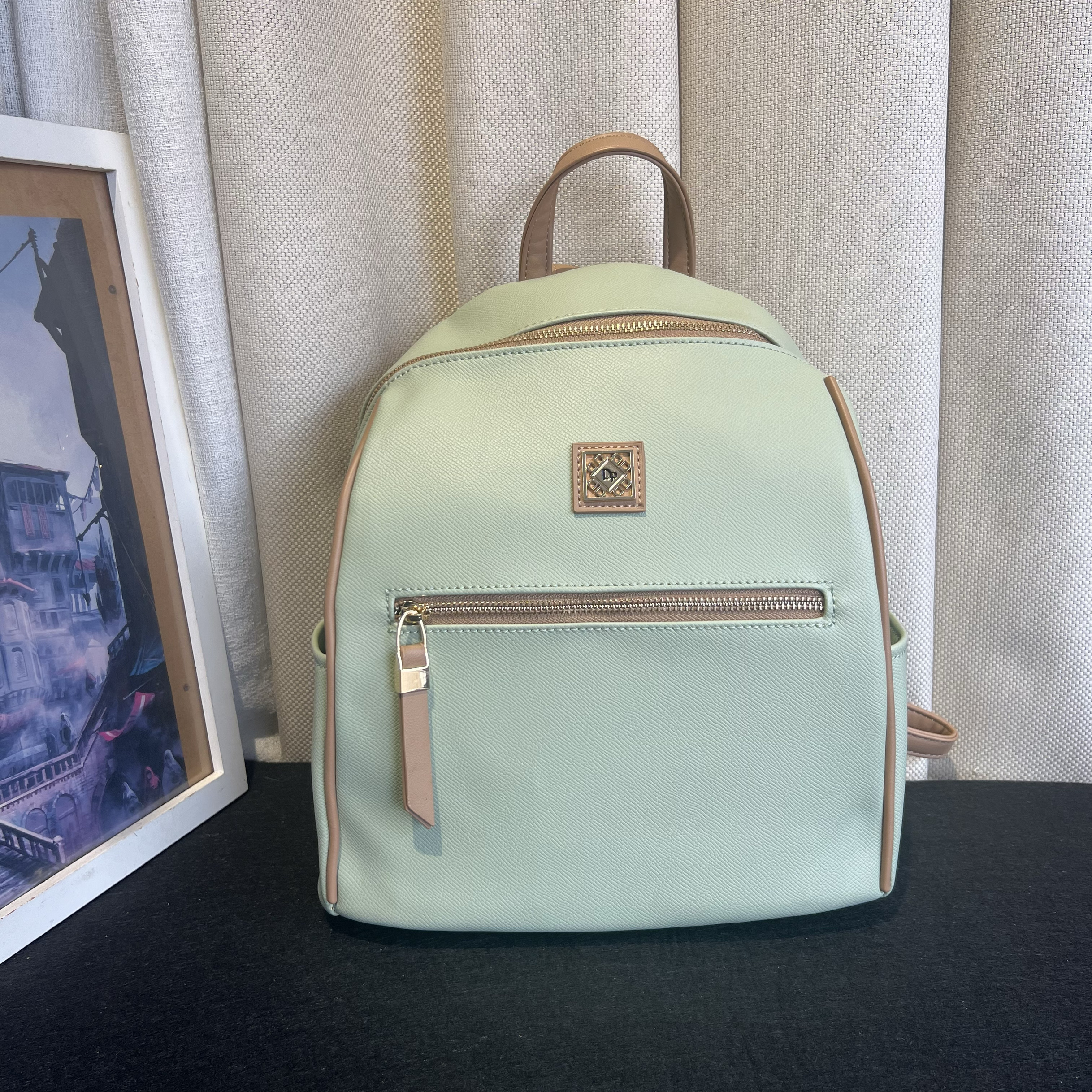 欧美时尚女包外贸出口单尾货小众个性素雅淡绿色单手提双肩包背包