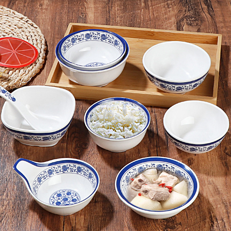 密胺小碗防摔商用快餐米饭碗塑料汤碗粥碗仿瓷餐具火锅调味蘸料碗