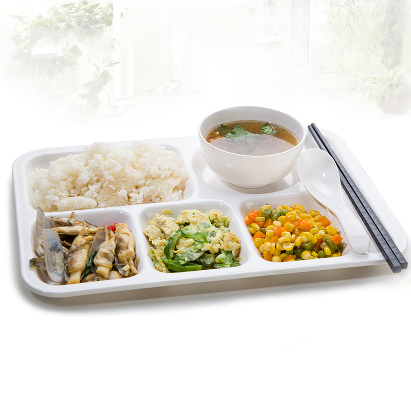 高档白色儿童塑料学生食堂快餐盘