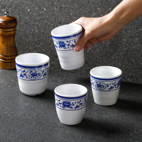 台德密胺餐具杯子瓷商用杯餐厅饭店火锅店耐摔小茶杯青花瓷水杯