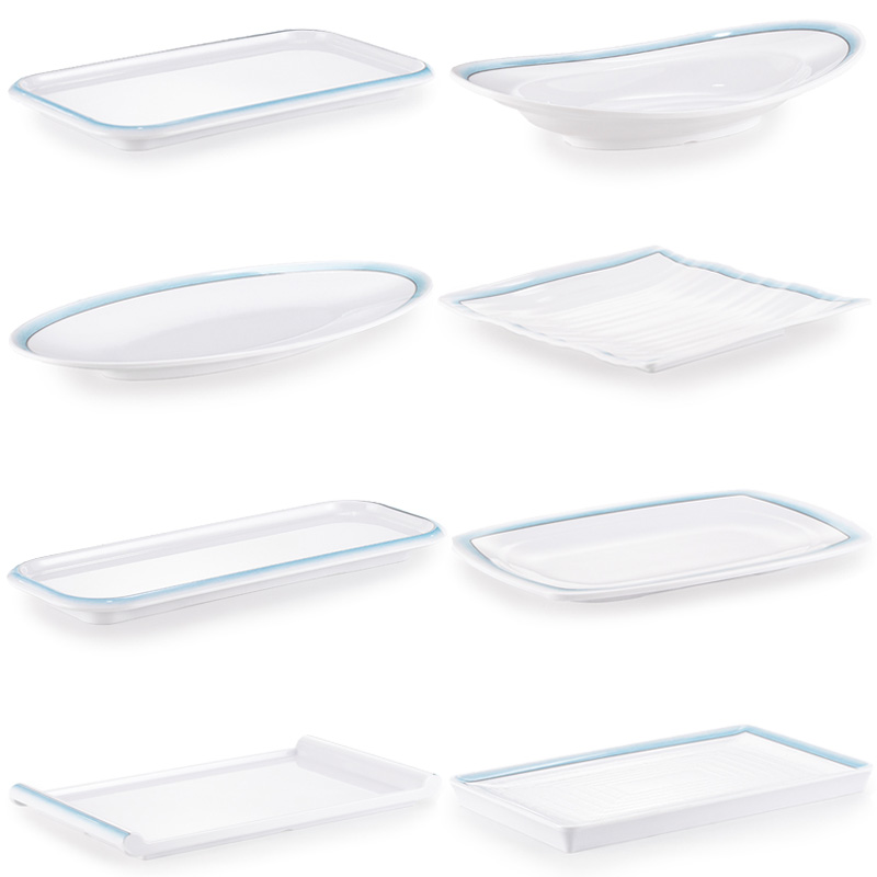 密胺盘子中式商用寿司盘长方形