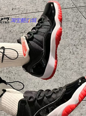 耐克 Air Jordan 11 Low Bred 2025 AJ11 黑红篮球鞋 FV5121-006