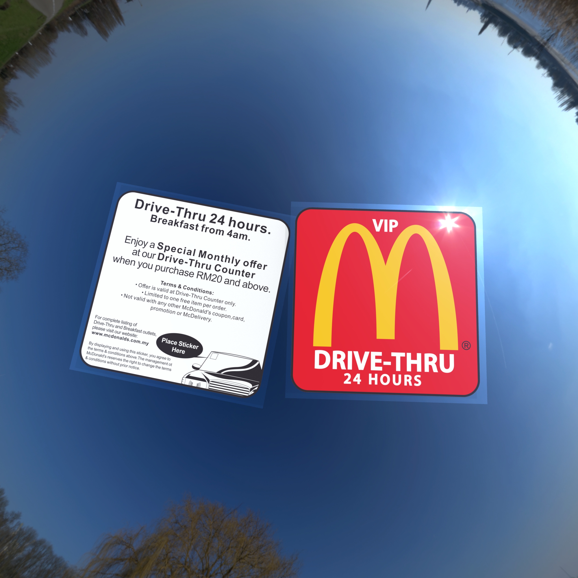 麦当劳肯德基静电贴jdm车贴潮牌港风划痕遮挡前挡风玻璃双面贴纸