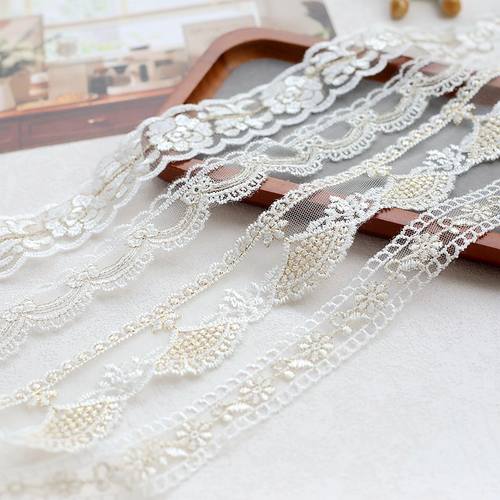 韩国进口金线刺绣发饰材料花边马尾夹玫瑰蕾丝蝴蝶结发饰女童边夹