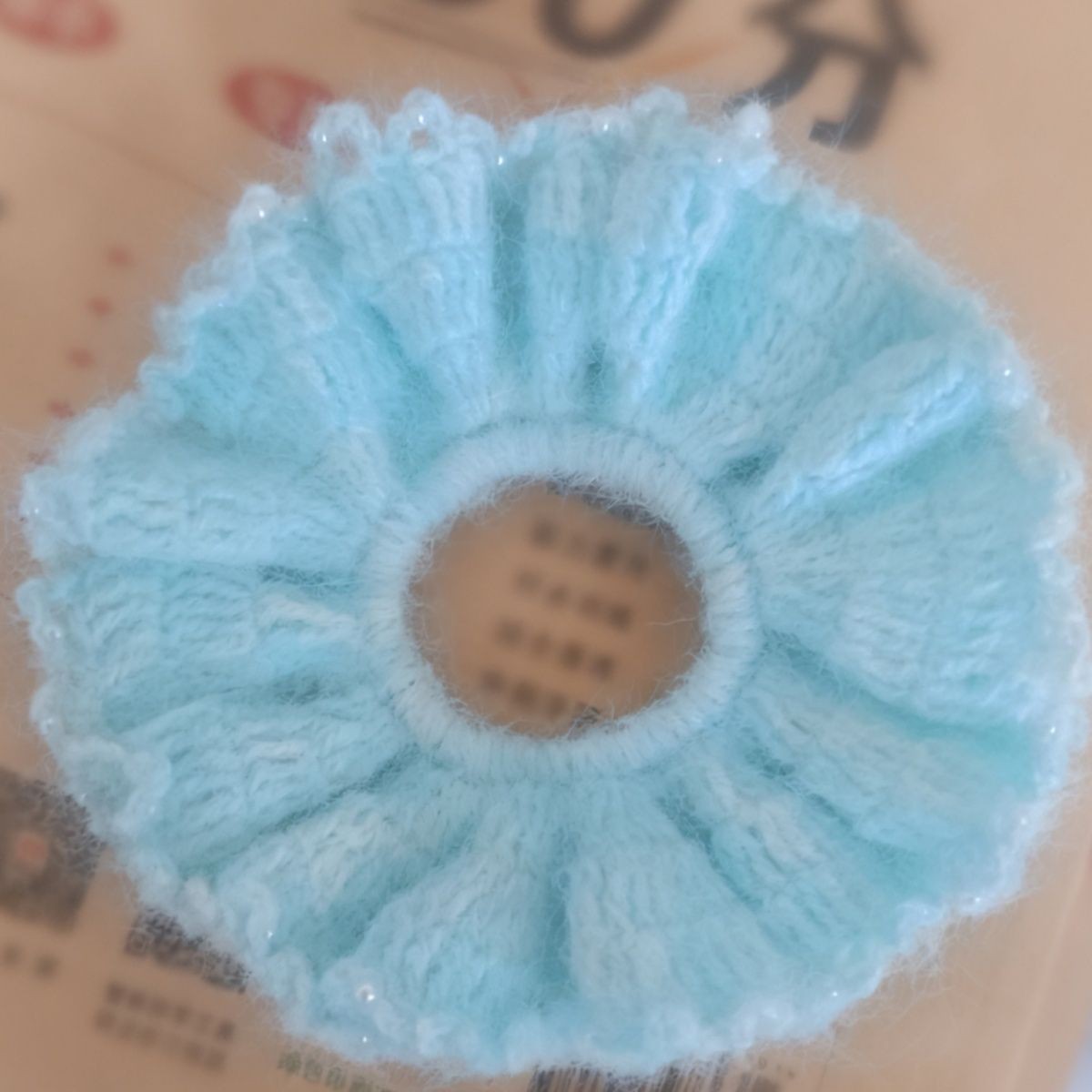 2026新款钩织毛线发圈马海毛钩花diy纯手工钩针编织珍珠花边头饰