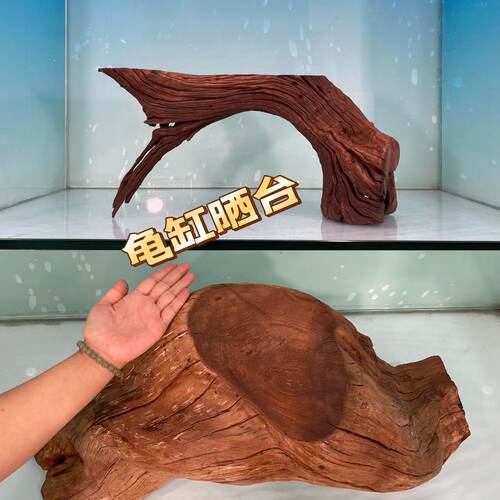 乌龟晒台天然沉木龟缸躲避晒背紫柚沉木免煮即用