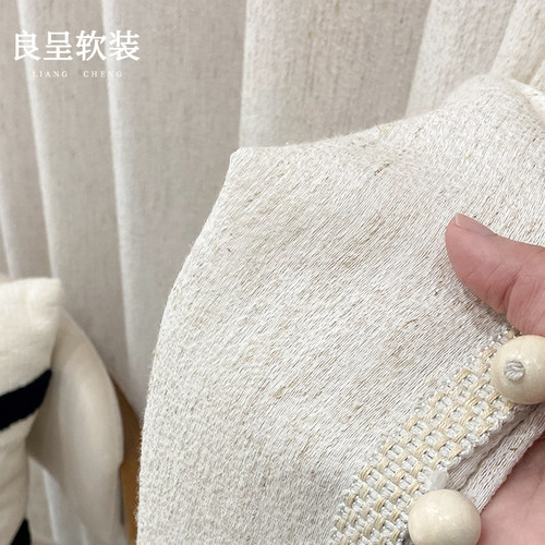 漫漫风月 复古纱帘窗帘透光不透人窗纱客厅飘窗亚麻侘寂风半遮光
