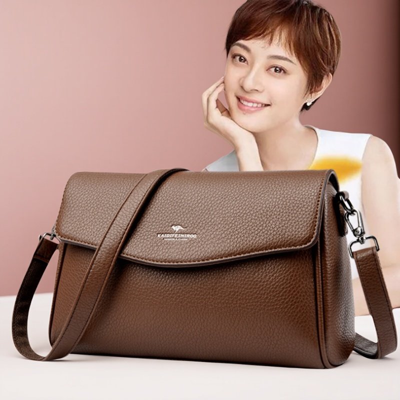 香港真皮包包送妈妈2024新款百搭单肩斜挎包大气高级感中年女士包