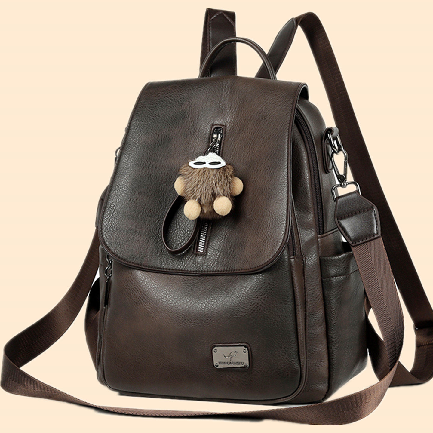 香港2025新款头层牛皮女士软皮真皮双肩包时尚大容量旅行轻便背包