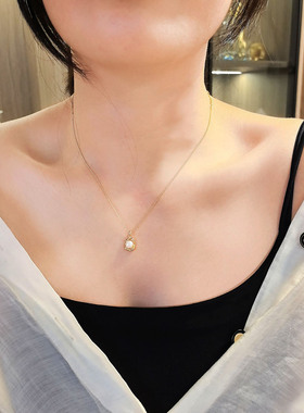 天然淡水珍珠吊坠女款小众设计感锁骨链无瑕高光泽珍珠项链礼物