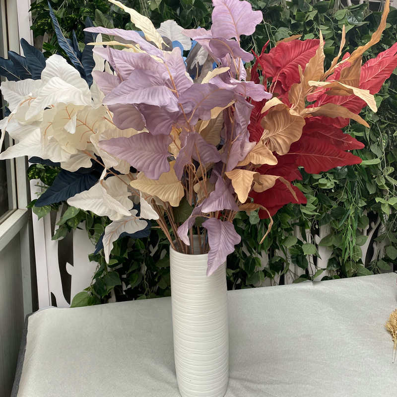 厂家直销马蹄叶仿真花高枝婚庆花插花森系婚庆叶子花材