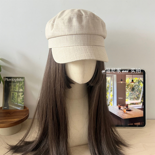 老钱风~棉麻报童帽子女夏季气质平顶鸭舌画家帽夏秋百搭贝雷帽女