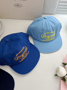 韩系ins风~刺绣字母平檐鸭舌帽女2024夏季遮阳防晒棒球帽软顶帽子