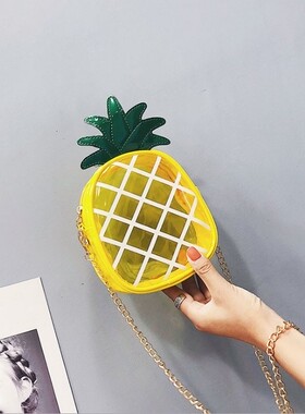 新款婚纱旅拍街拍道具黄色菠萝包影楼写真儿童外景拍照道具斜背包
