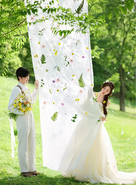 草坪婚纱照道具碎花草叶子背景布