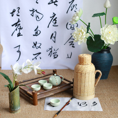 新中式儿童拍照道具茶具托盘毛笔