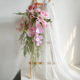 新娘粉色瀑布手捧花外景园林风婚纱摄影拍照道具复古超大仿真花束