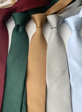 男女生黄色卡其色酒红灰色领带英伦风手打女学院风装饰 领带微皱