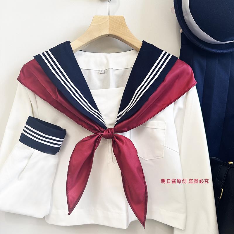 明日酱自制-JK三角巾手系水手服搭制服日系学院风纯色领结