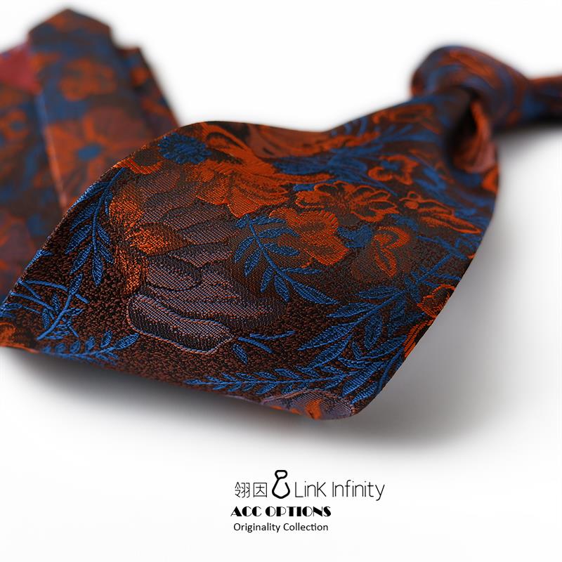 LinK In瑰丽复古男士领带8cm意式正装花卉抽象油画风结婚新郎宴会