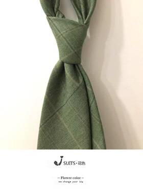 7公分绿色棉麻纯色休闲英伦文艺复古潮 领带 商务上班结婚领带