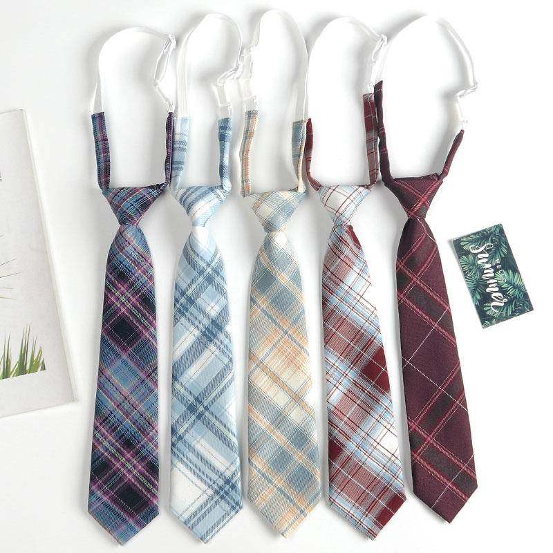 日系jk领带女生格子学生学院风制服配饰dk衬衫男免打结易拉得装饰